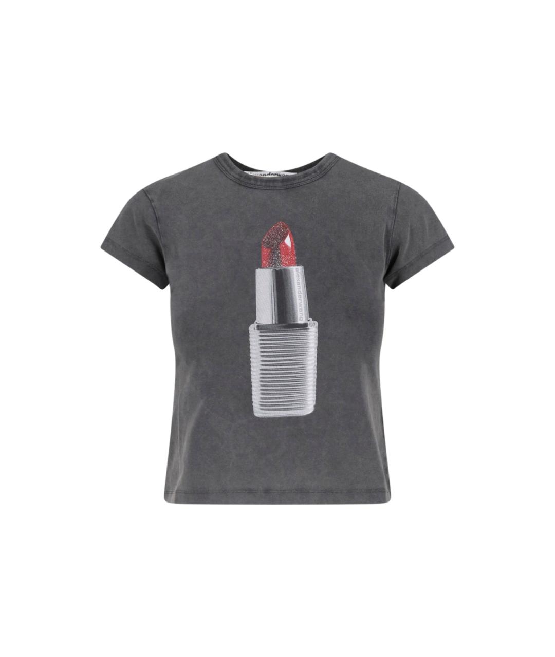 ALEXANDER WANG Черная хлопковая футболка, фото 1