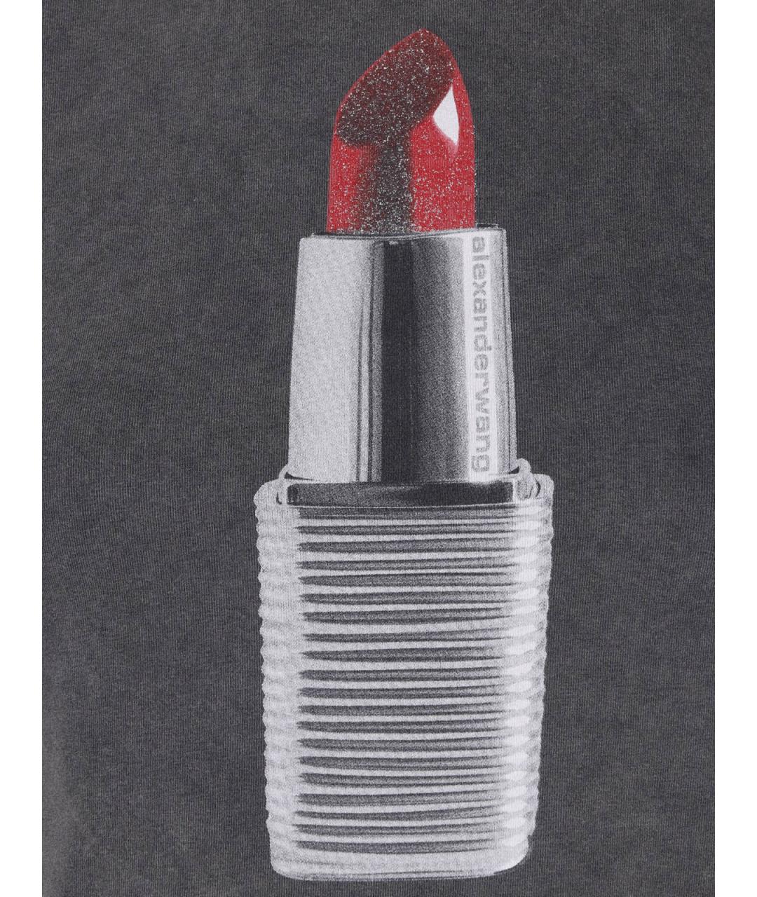 ALEXANDER WANG Черная хлопковая футболка, фото 2