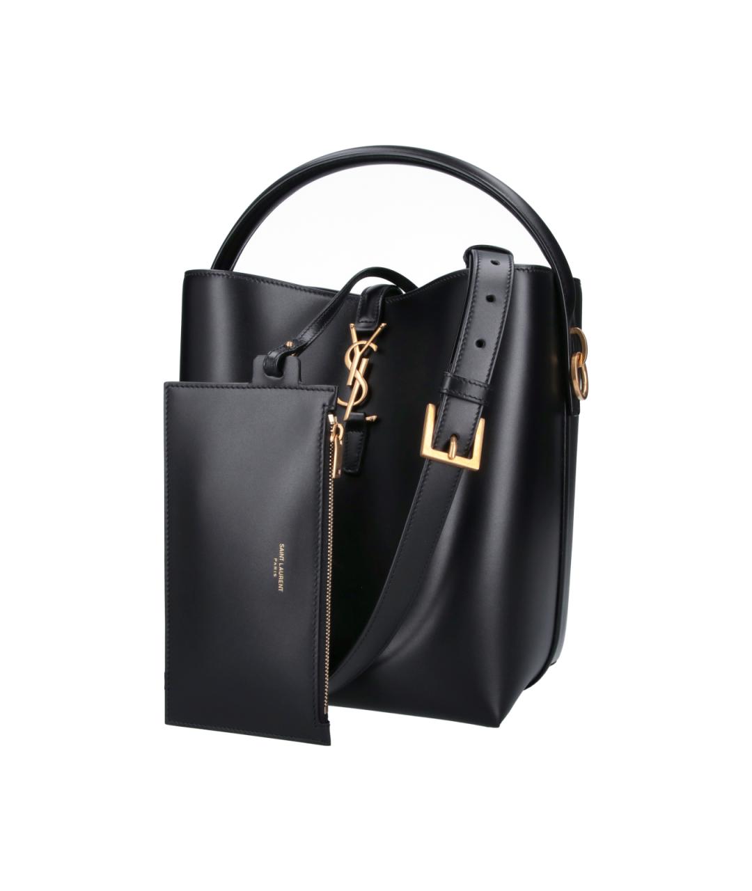 SAINT LAURENT Черная кожаная сумка через плечо, фото 2