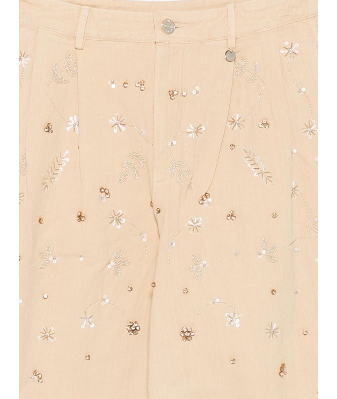 LIU JO Бежевые хлопковые прямые брюки, фото 3