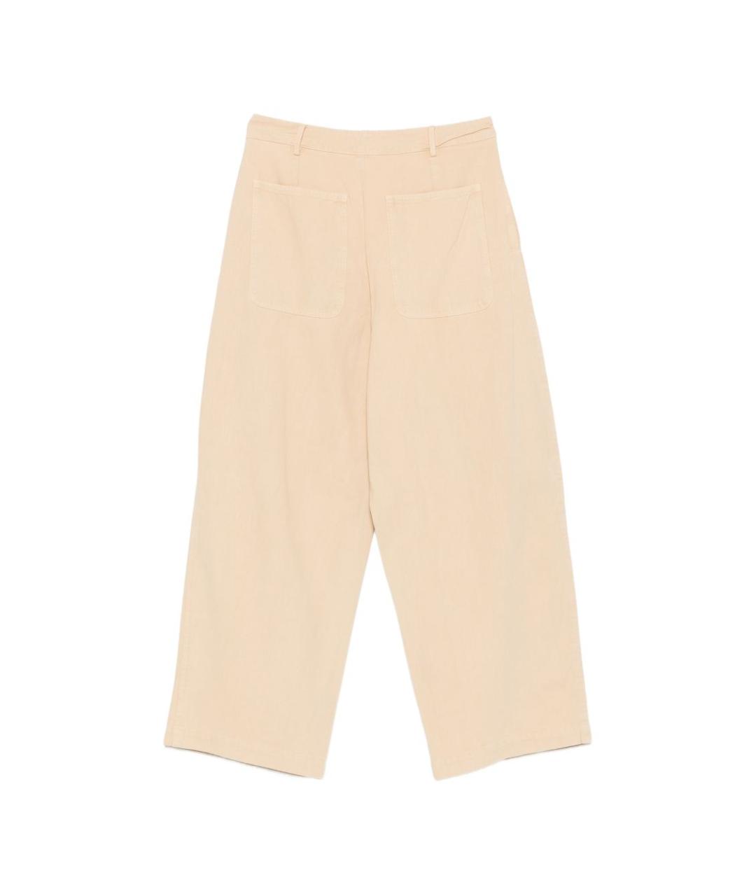 LIU JO Бежевые хлопковые прямые брюки, фото 2