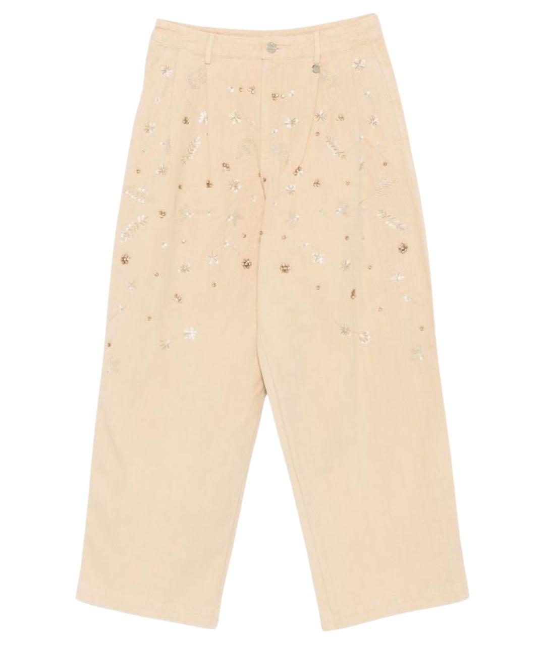 LIU JO Бежевые хлопковые прямые брюки, фото 1