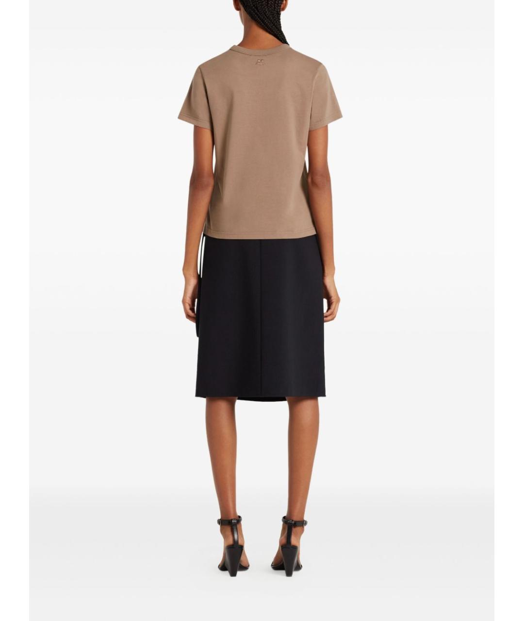 COURREGES Коричневая хлопковая футболка, фото 4