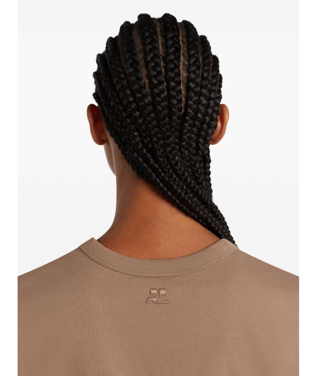 COURREGES Коричневая хлопковая футболка, фото 2