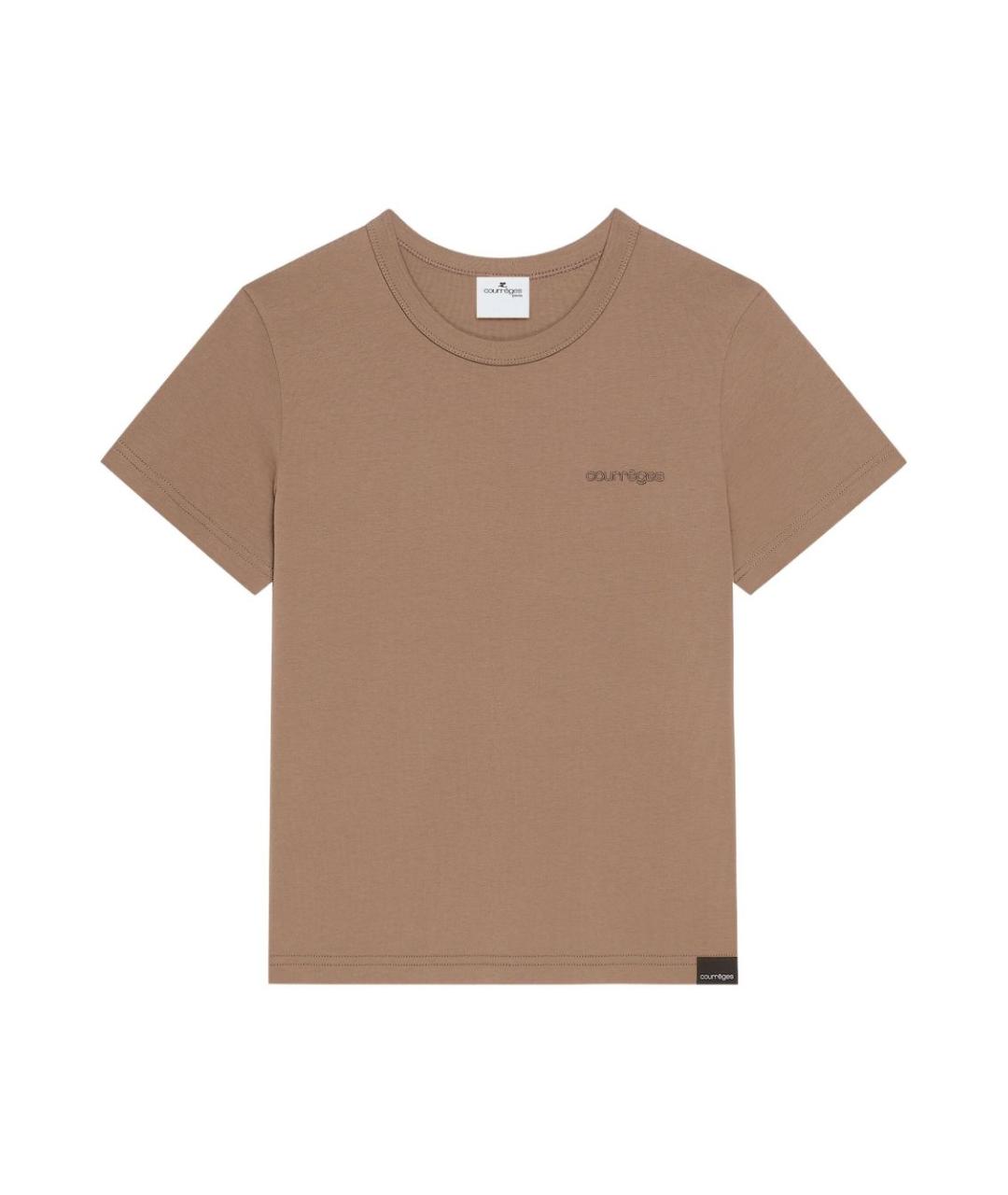 COURREGES Коричневая хлопковая футболка, фото 1