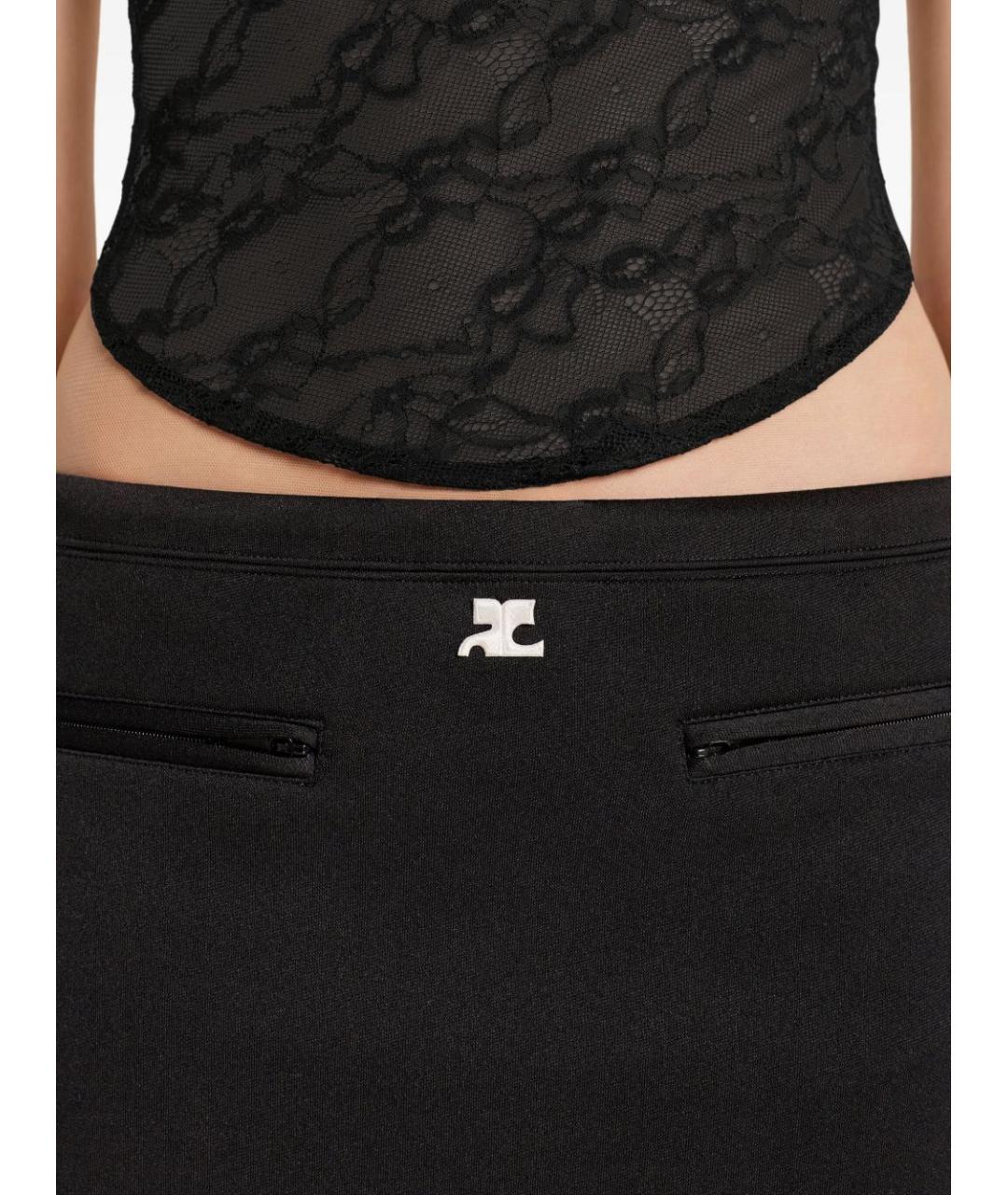 COURREGES Черная полиэстеровая юбка миди, фото 4