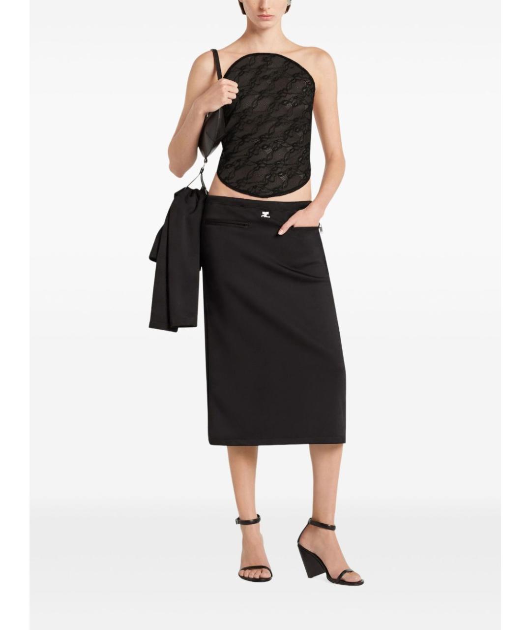 COURREGES Черная полиэстеровая юбка миди, фото 2