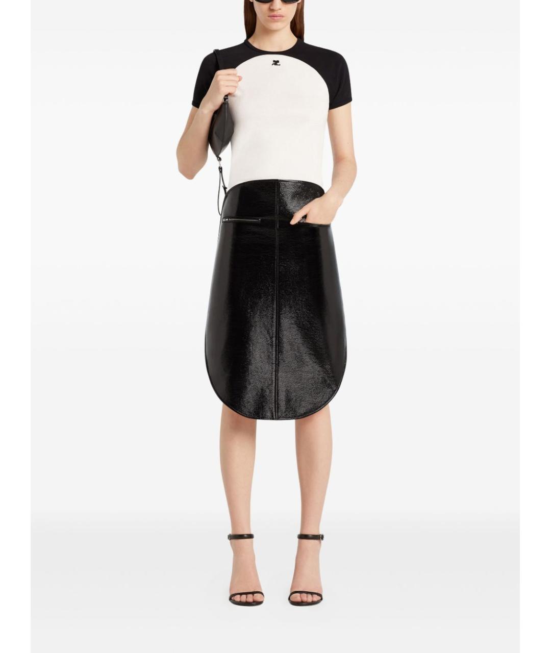 COURREGES Черная хлопковая футболка, фото 5