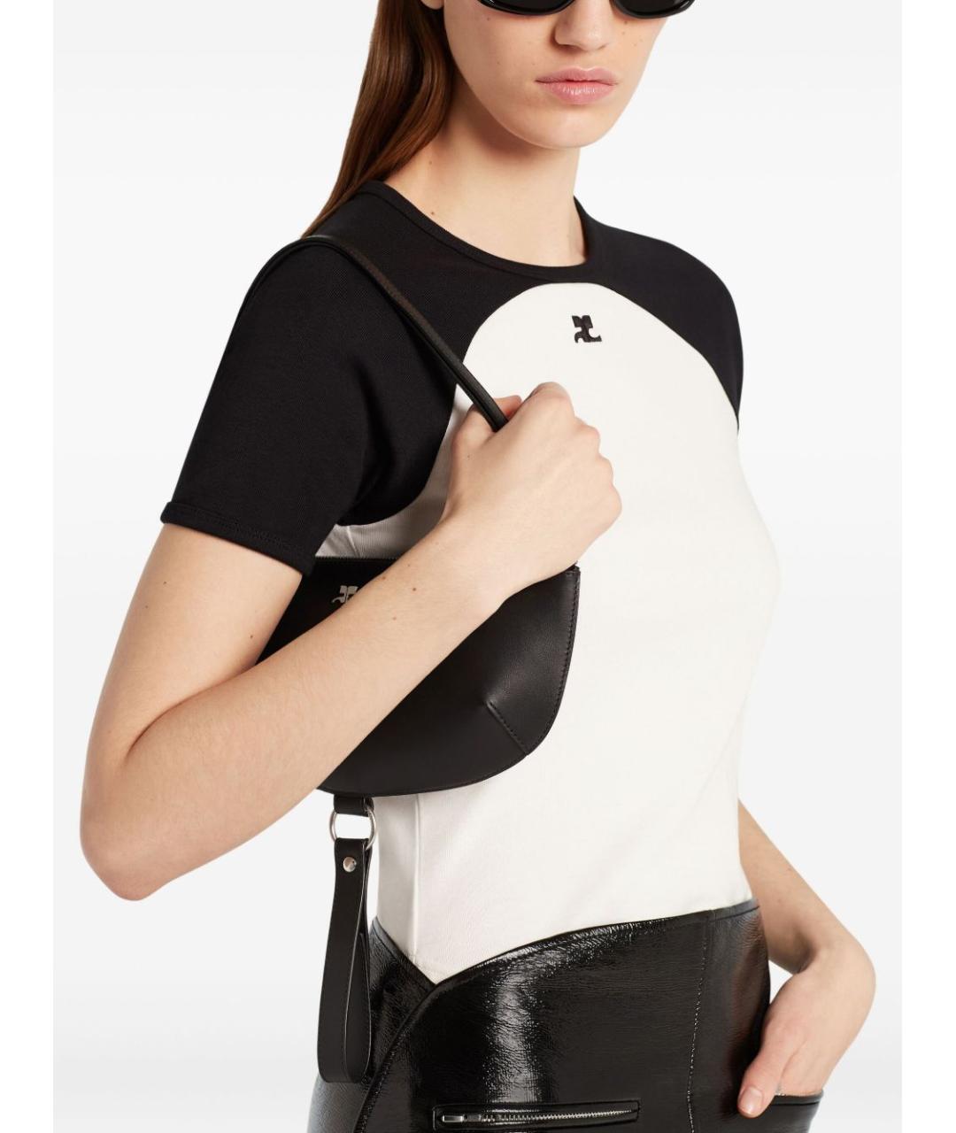 COURREGES Черная хлопковая футболка, фото 4