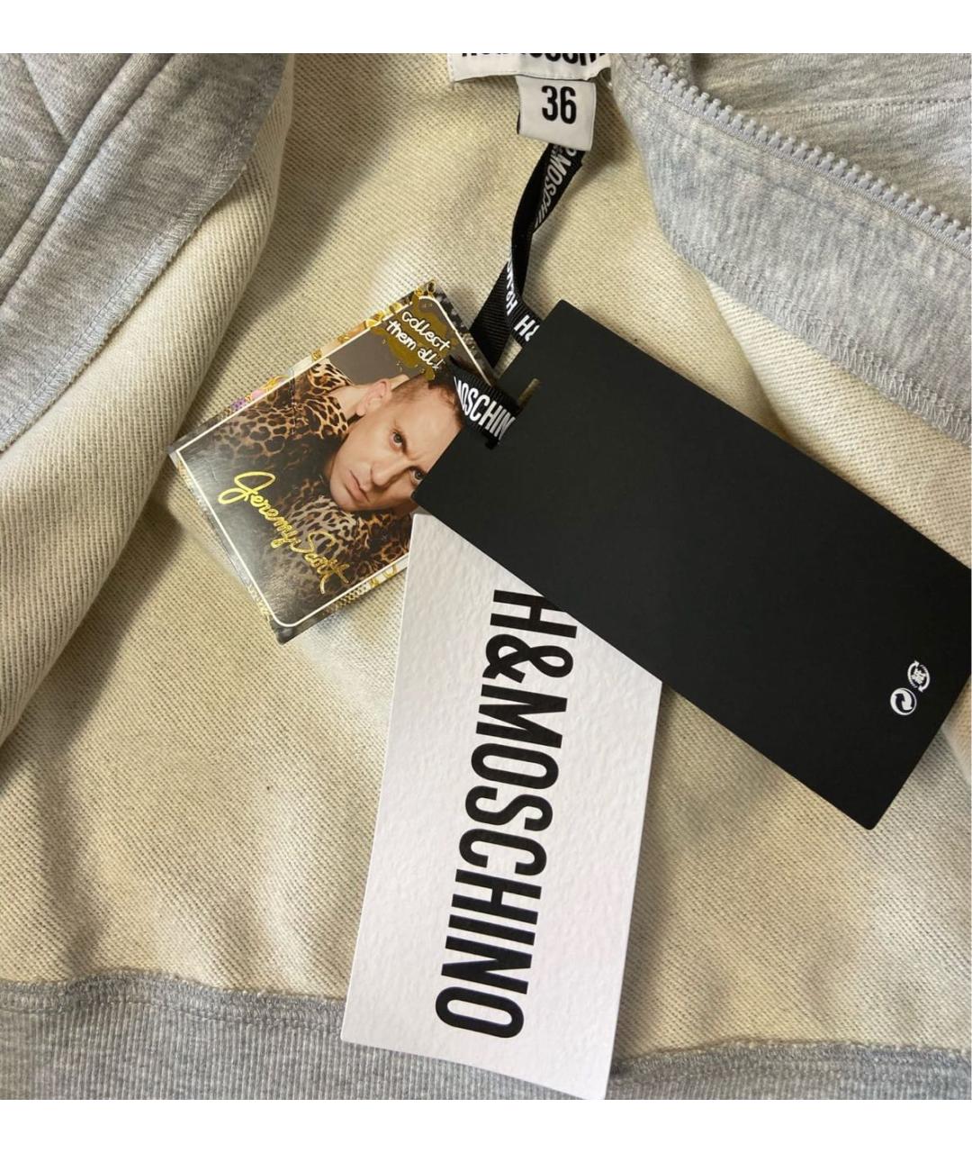 MOSCHINO Серая хлопковая юбка мини, фото 7