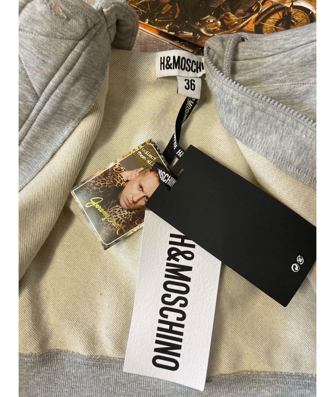 MOSCHINO Серая хлопковая юбка мини, фото 3