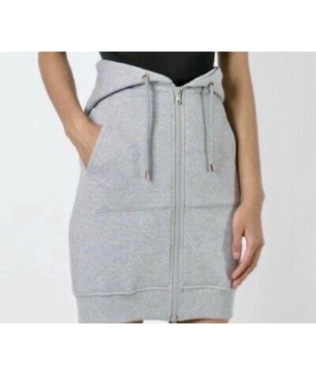 MOSCHINO Серая хлопковая юбка мини, фото 5