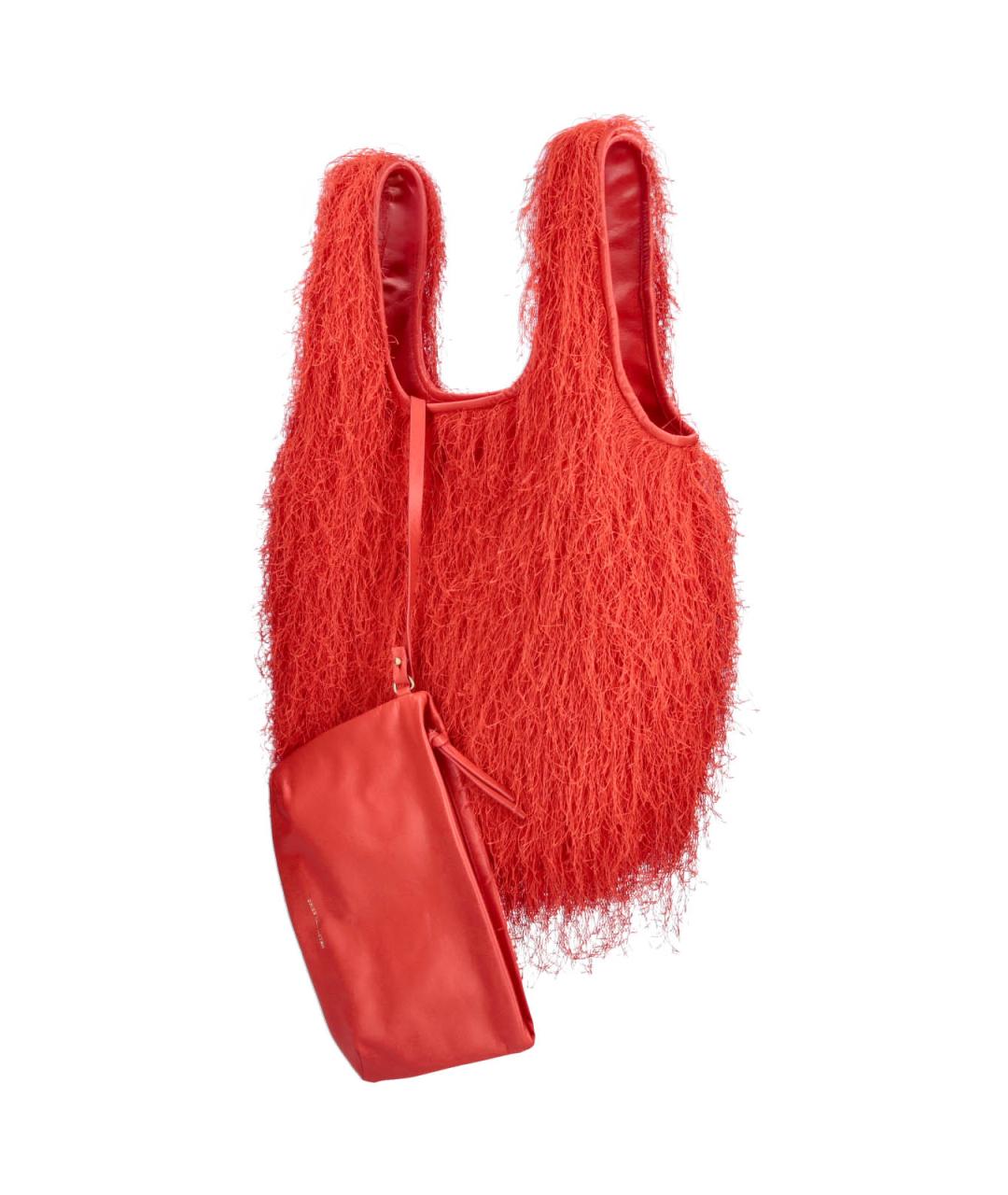 DRIES VAN NOTEN Красная синтетическая сумка тоут, фото 2