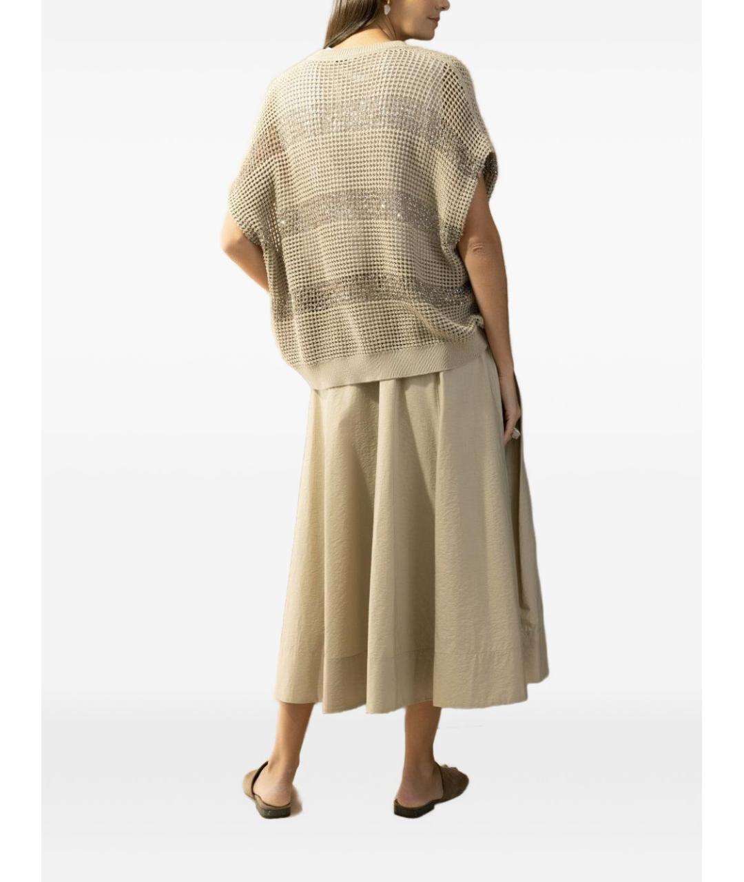 BRUNELLO CUCINELLI Бежевая хлопковая футболка, фото 3