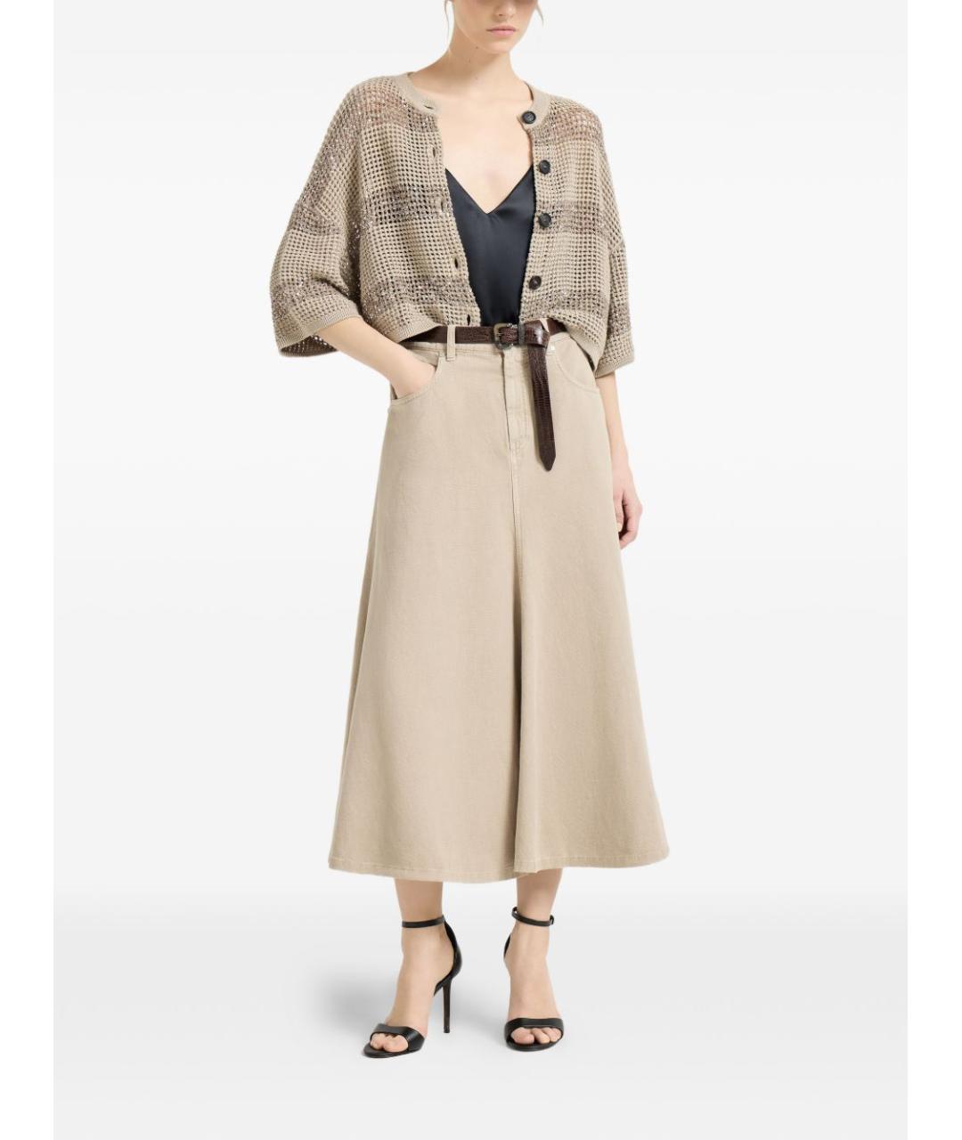 BRUNELLO CUCINELLI Бежевый хлопковый кардиган, фото 3