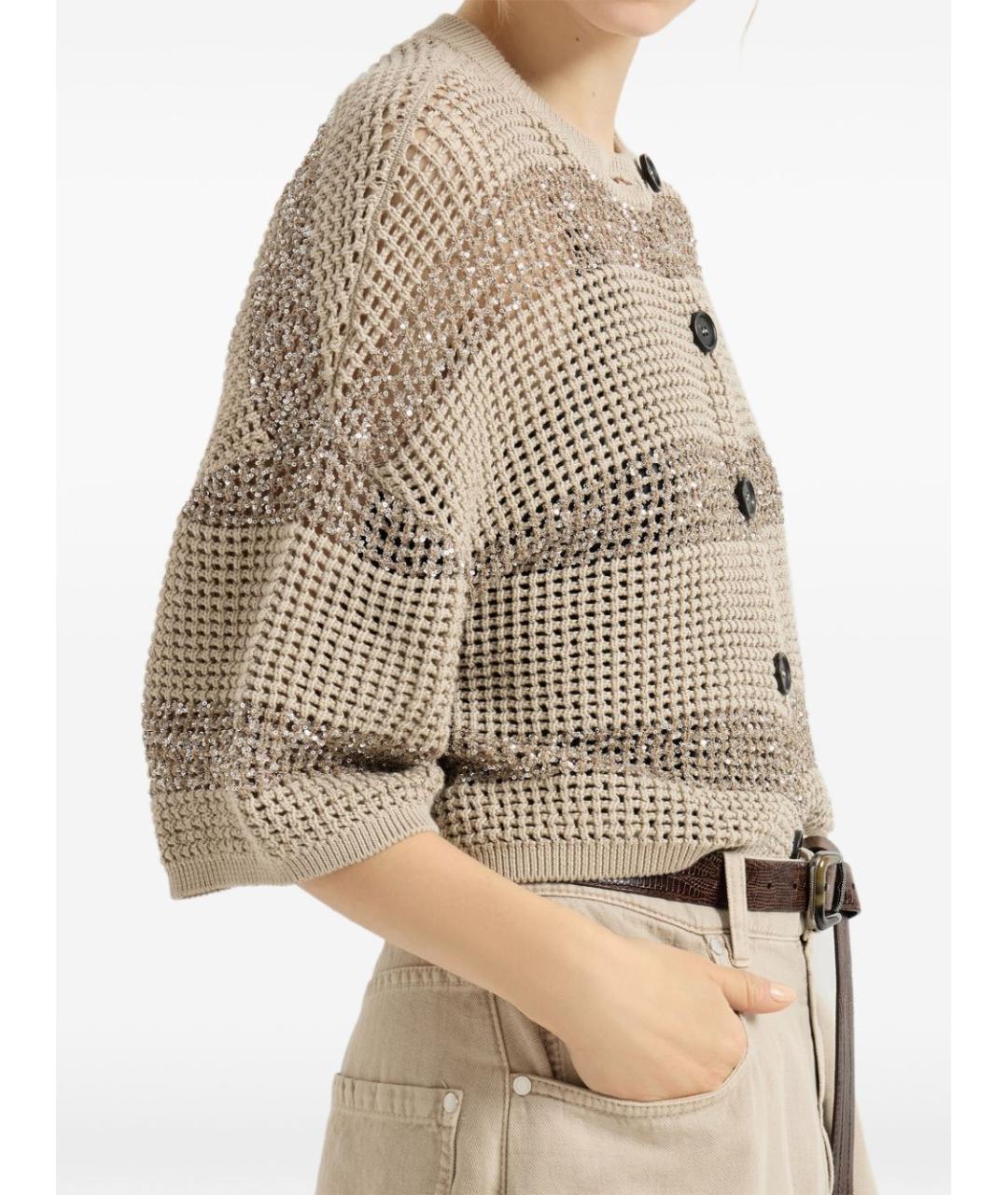 BRUNELLO CUCINELLI Бежевый хлопковый кардиган, фото 4