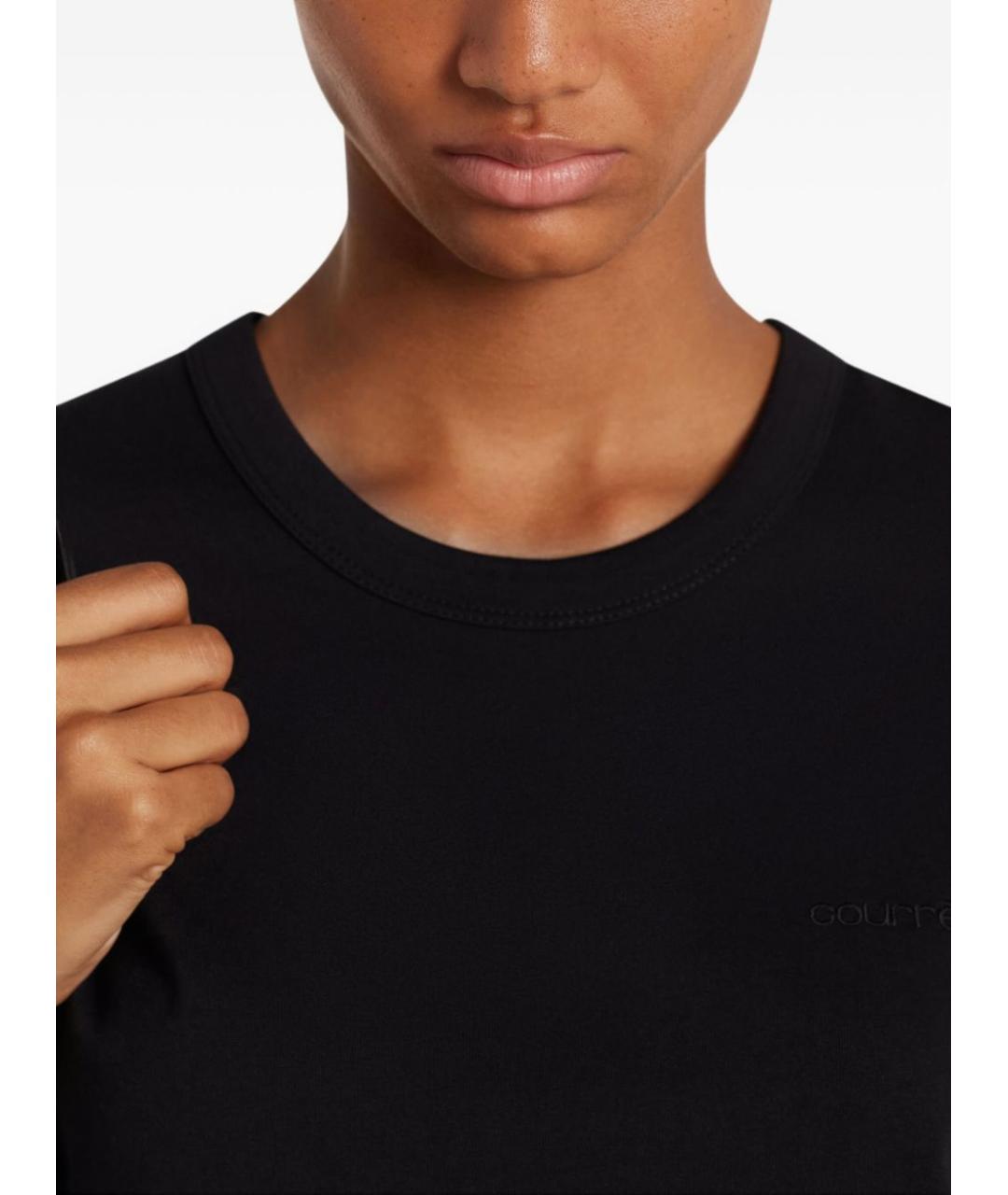 COURREGES Черная хлопковая футболка, фото 2