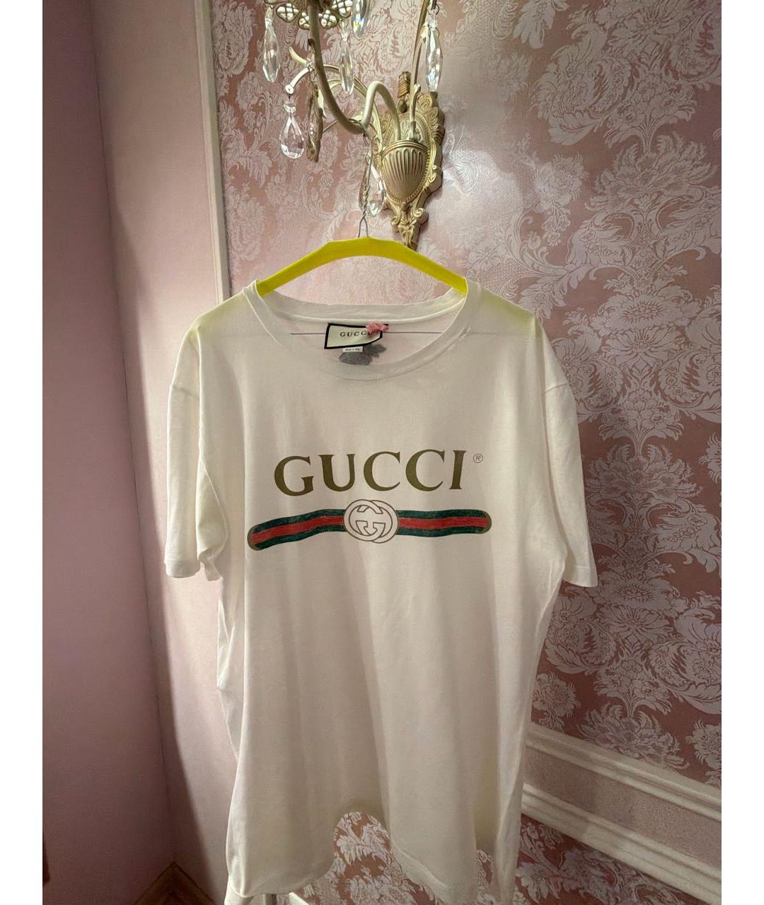 GUCCI Белая хлопковая футболка, фото 5