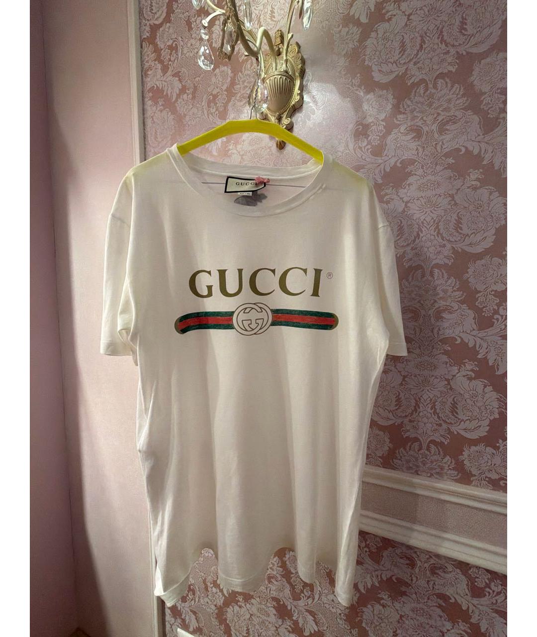 GUCCI Белая хлопковая футболка, фото 7