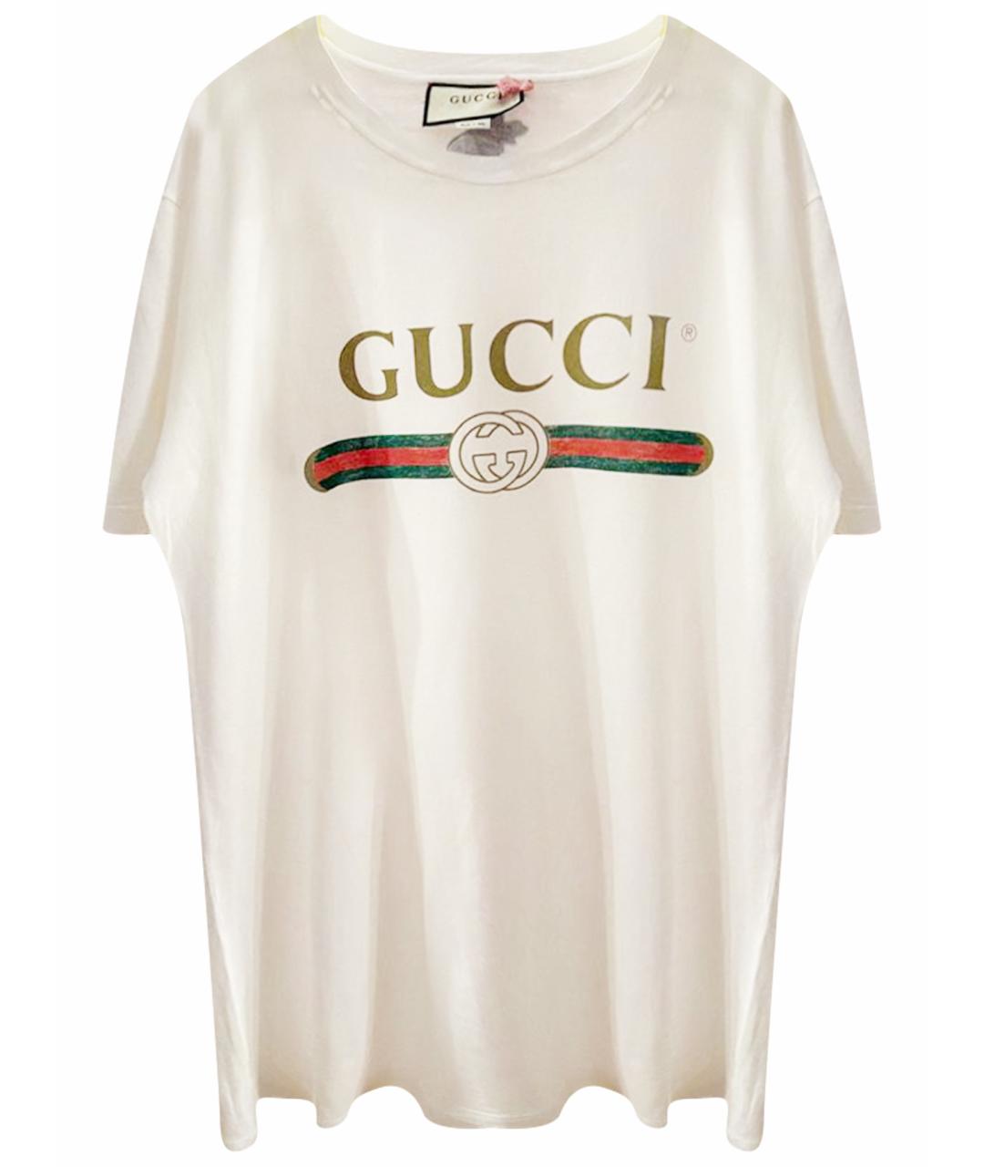 GUCCI Белая хлопковая футболка, фото 1