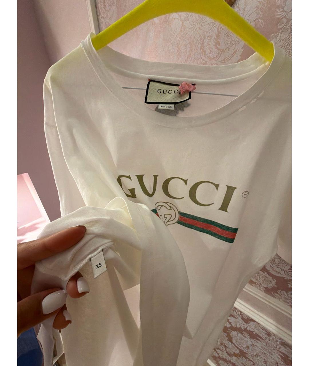 GUCCI Белая хлопковая футболка, фото 6