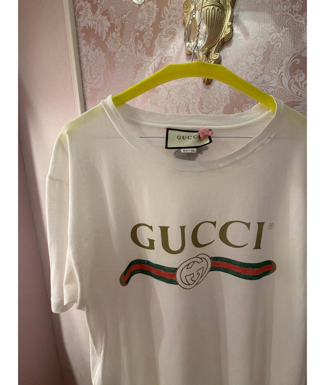 GUCCI Белая хлопковая футболка, фото 3