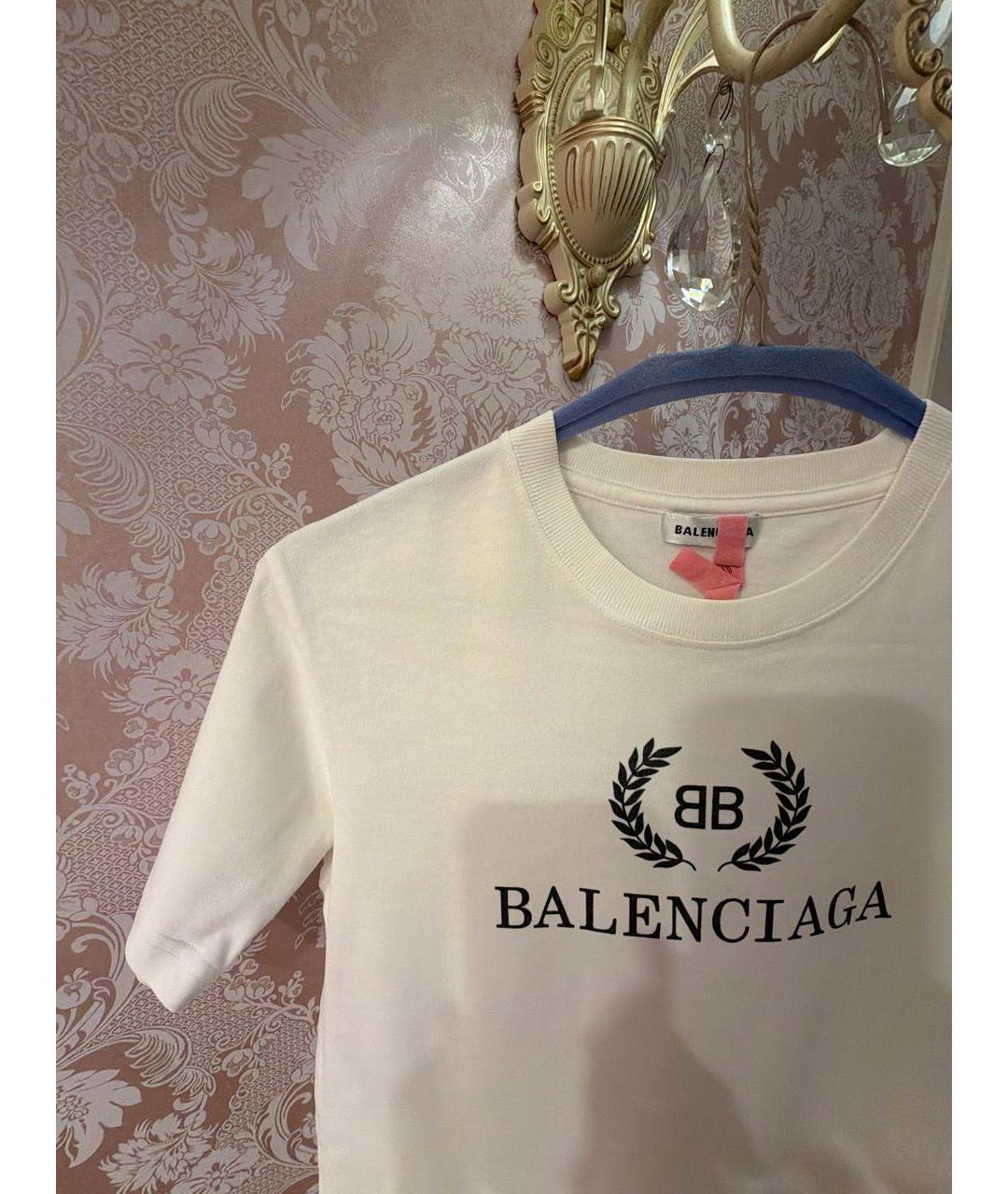 BALENCIAGA Белая хлопковая футболка, фото 4