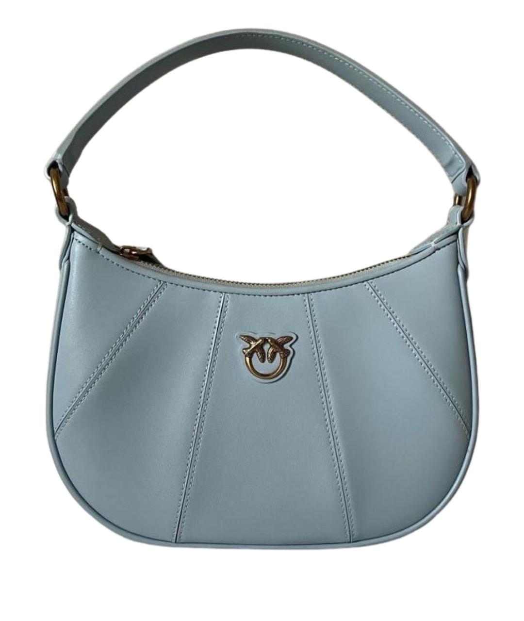 PINKO Голубая кожаная сумка с короткими ручками, фото 1