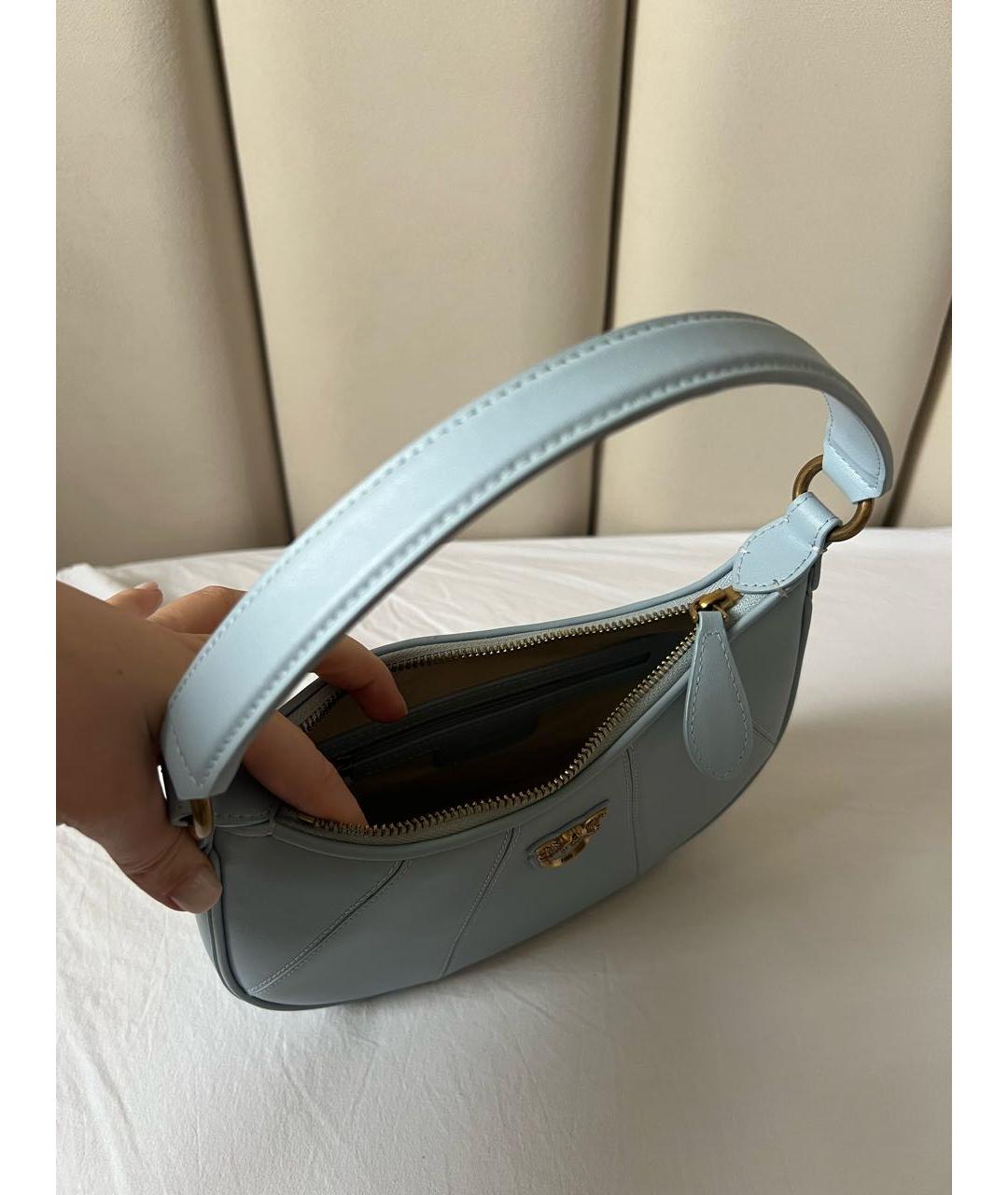 PINKO Голубая кожаная сумка с короткими ручками, фото 3