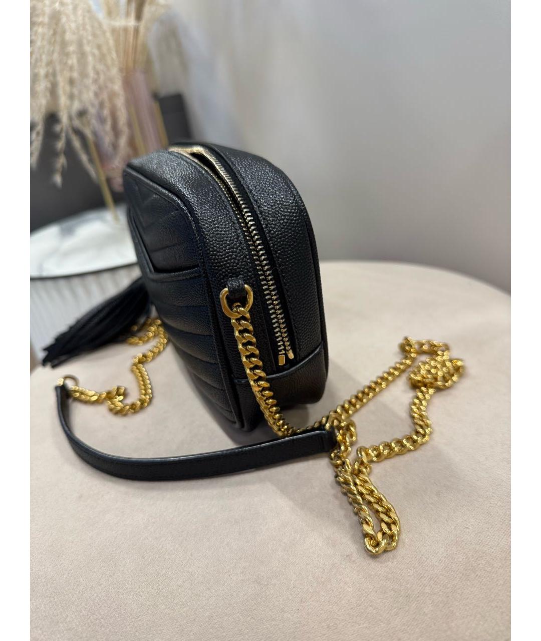 SAINT LAURENT Черная кожаная сумка через плечо, фото 2