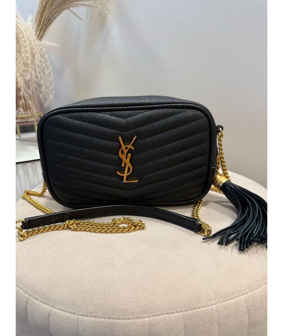 SAINT LAURENT Черная кожаная сумка через плечо, фото 5