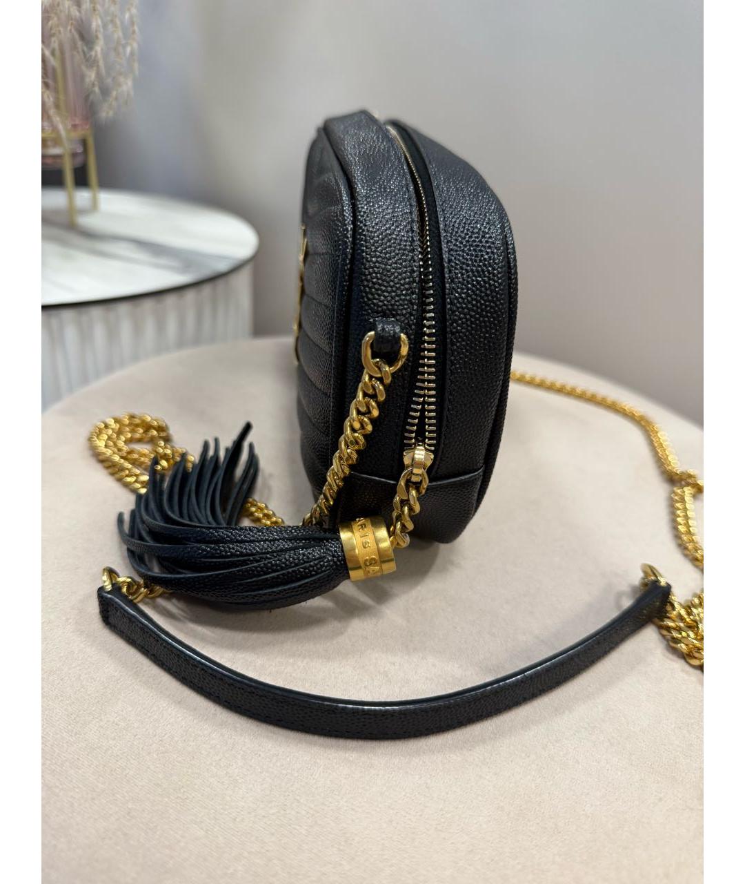 SAINT LAURENT Черная кожаная сумка через плечо, фото 3