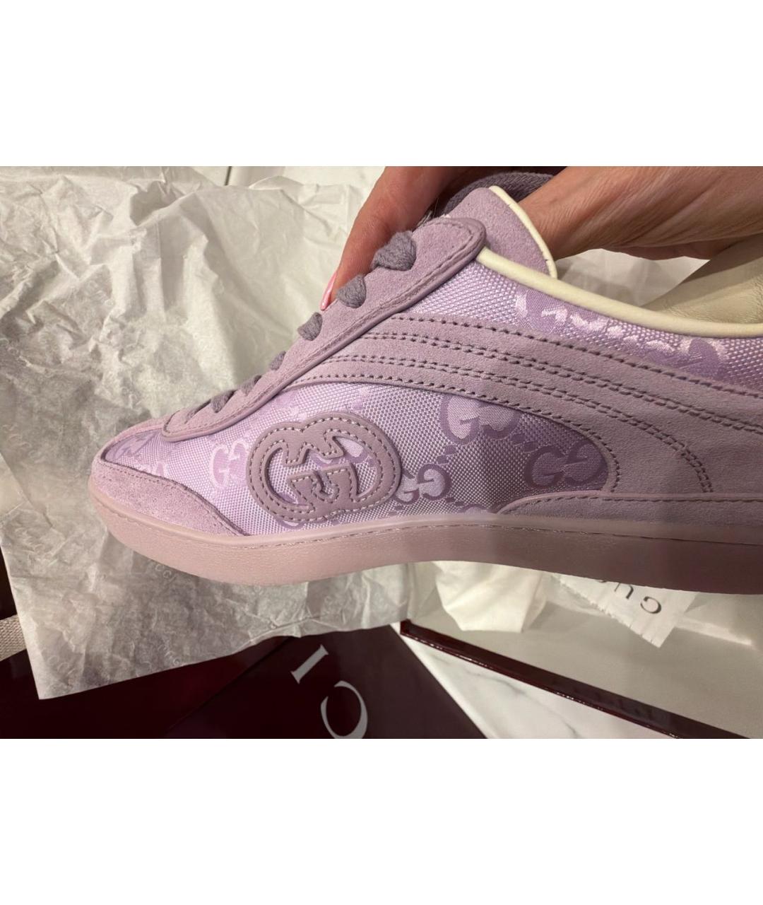GUCCI Фиолетовые кожаные кеды, фото 3