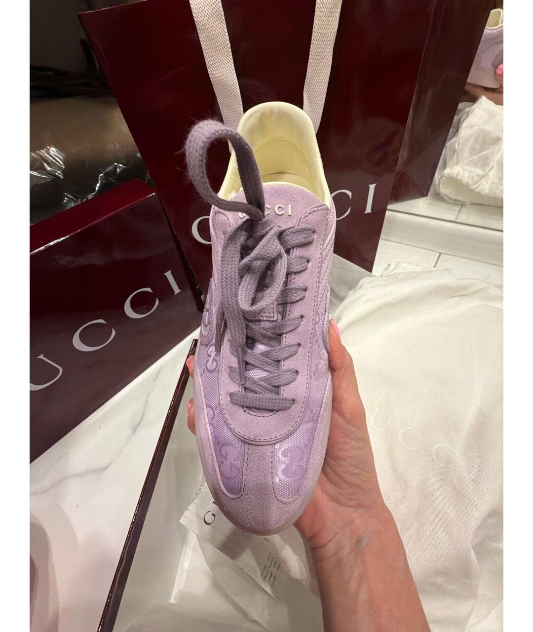 GUCCI Фиолетовые кожаные кеды, фото 4