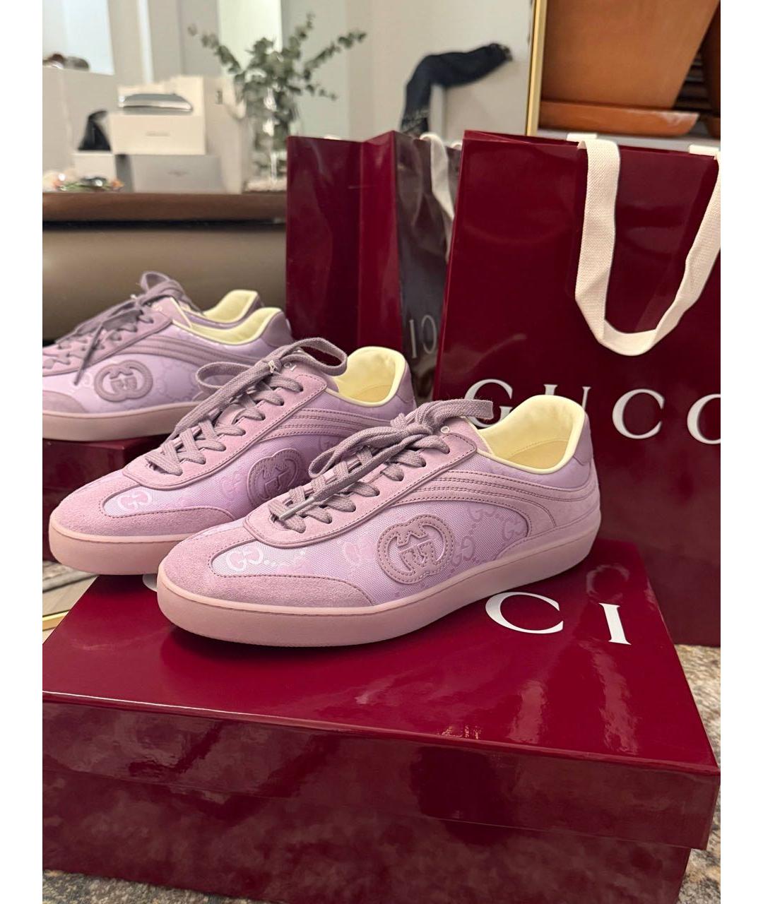 GUCCI Фиолетовые кожаные кеды, фото 8