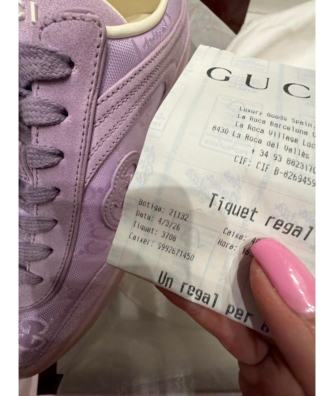 GUCCI Фиолетовые кожаные кеды, фото 7