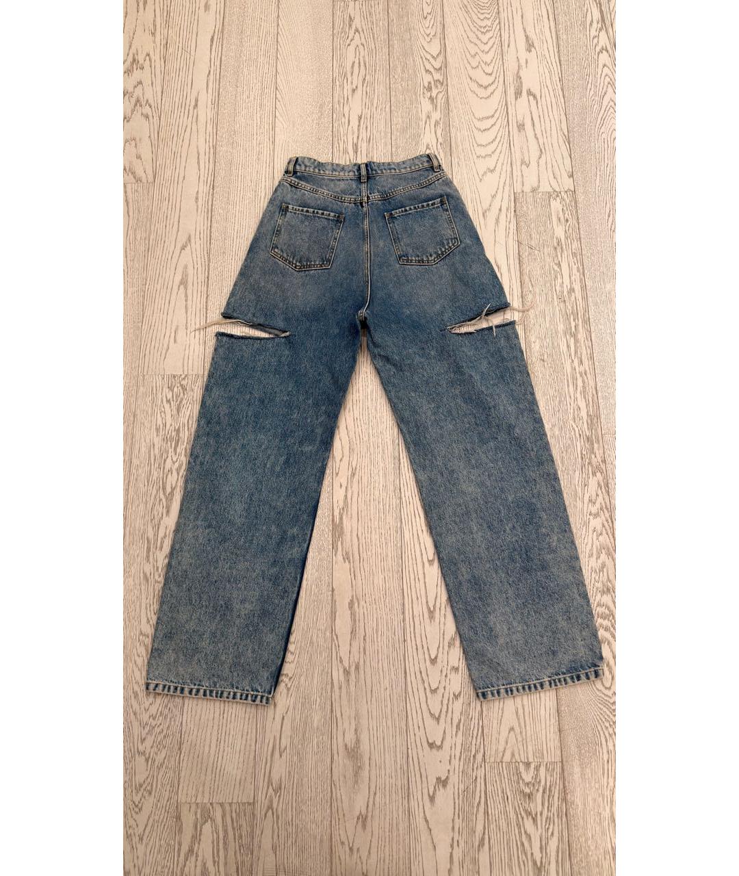 MAISON MARGIELA Голубые хлопковые прямые джинсы, фото 2