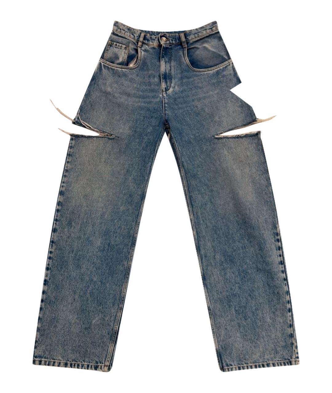 MAISON MARGIELA Голубые хлопковые прямые джинсы, фото 1