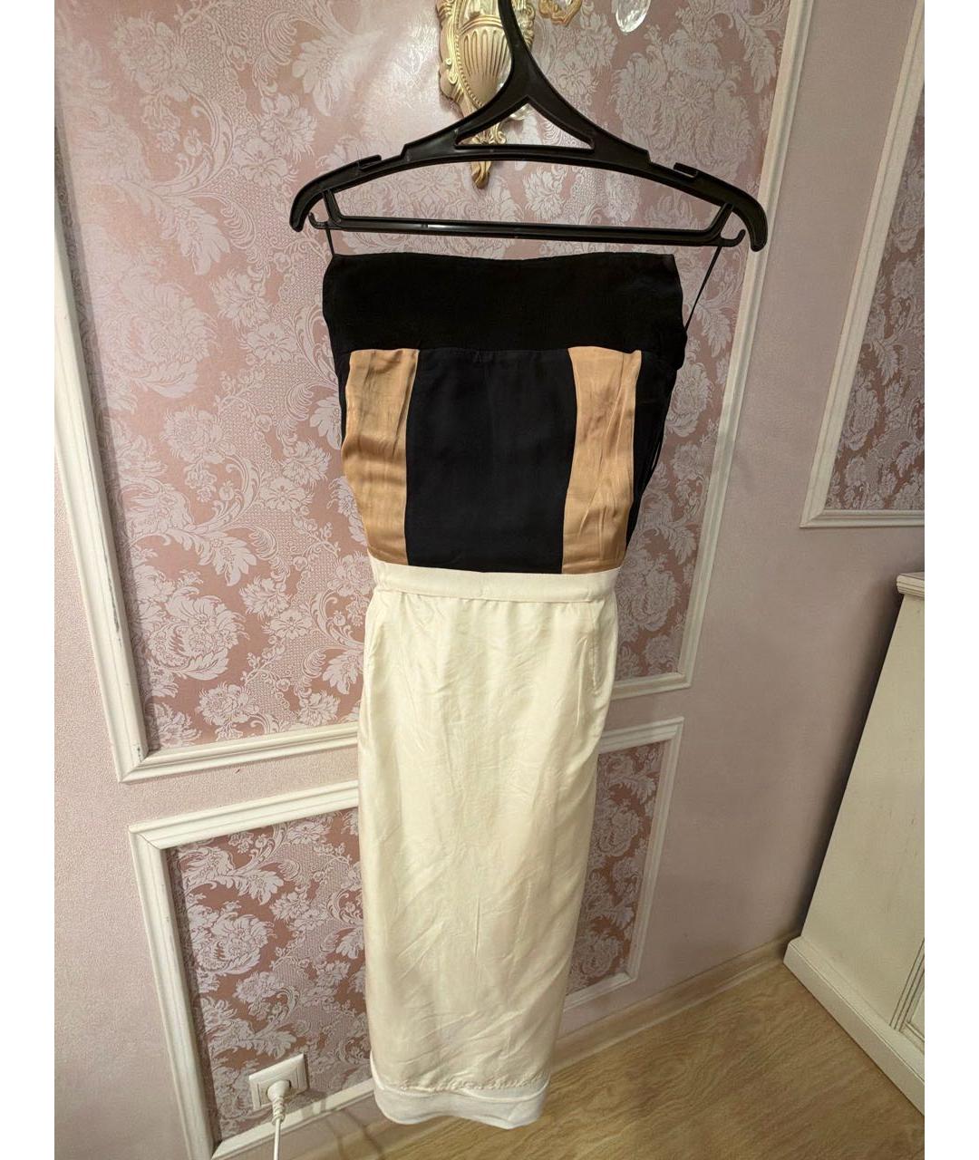 LANVIN Белое шелковое коктейльное платье, фото 5