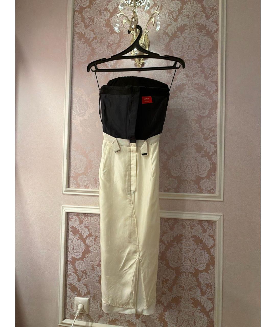 LANVIN Белое шелковое коктейльное платье, фото 4