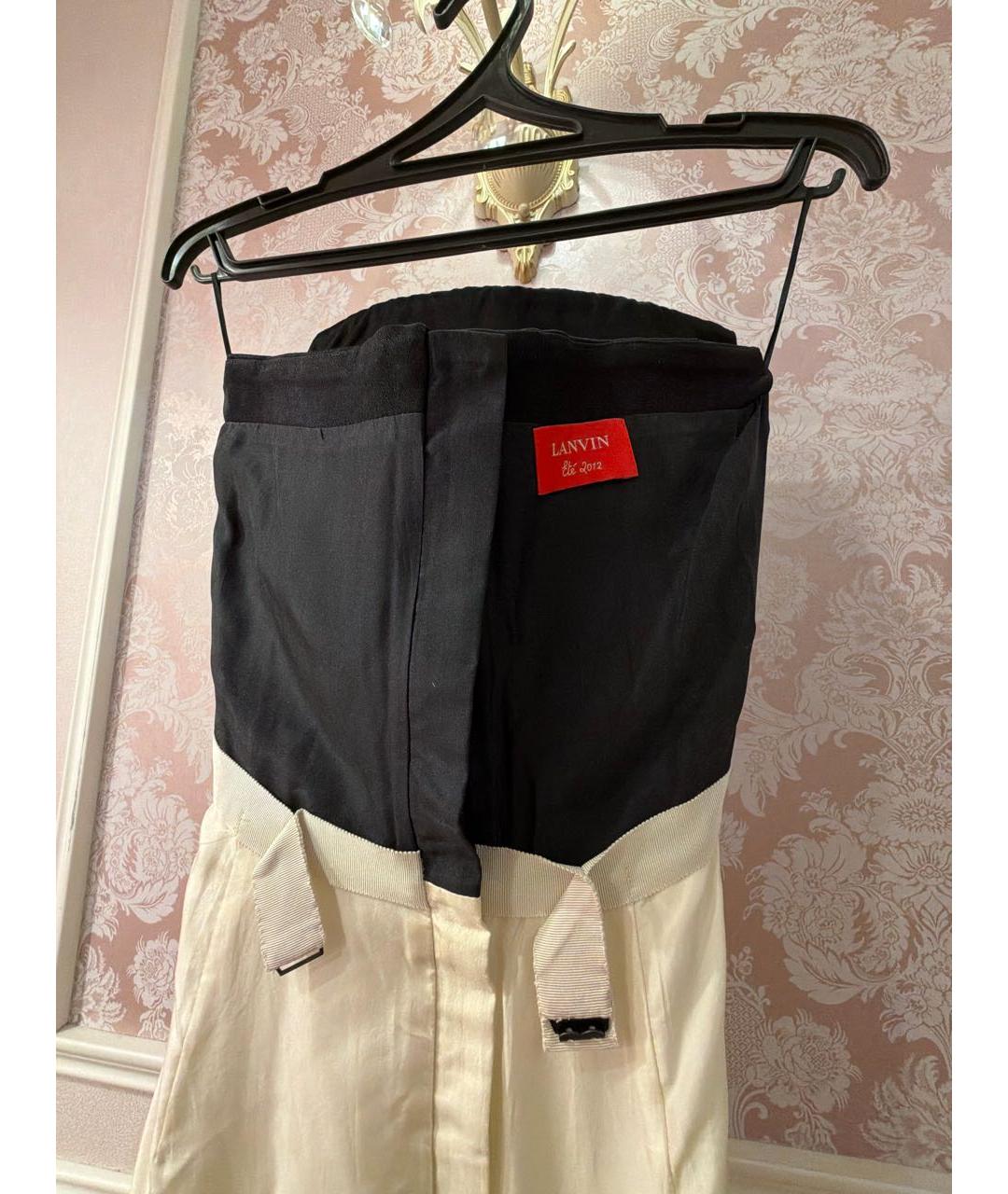 LANVIN Белое шелковое коктейльное платье, фото 3