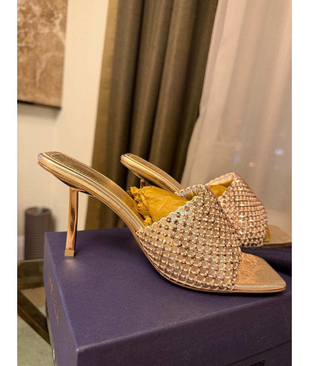 LE SILLA Золотые кожаные мюли, фото 5