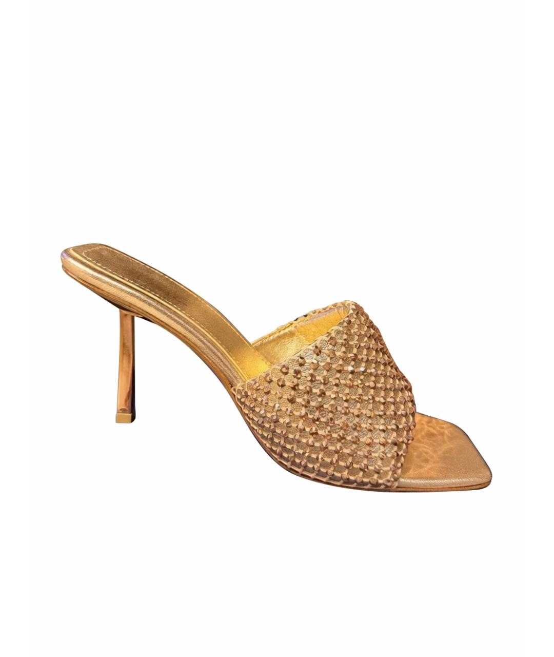 LE SILLA Золотые кожаные мюли, фото 1