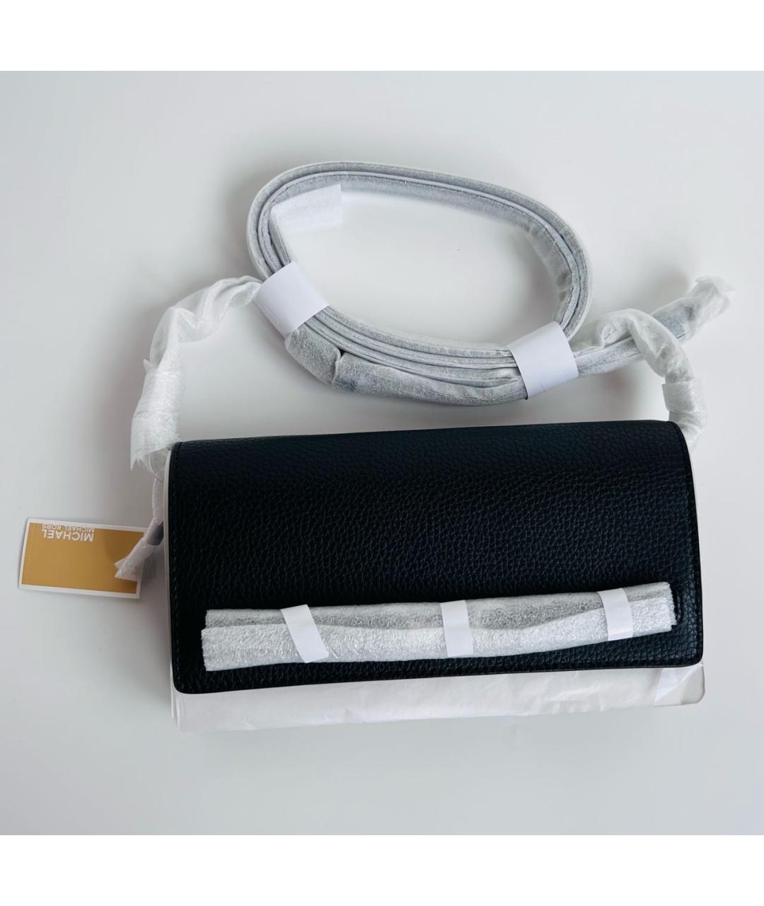 MICHAEL KORS Черная кожаная сумка через плечо, фото 4