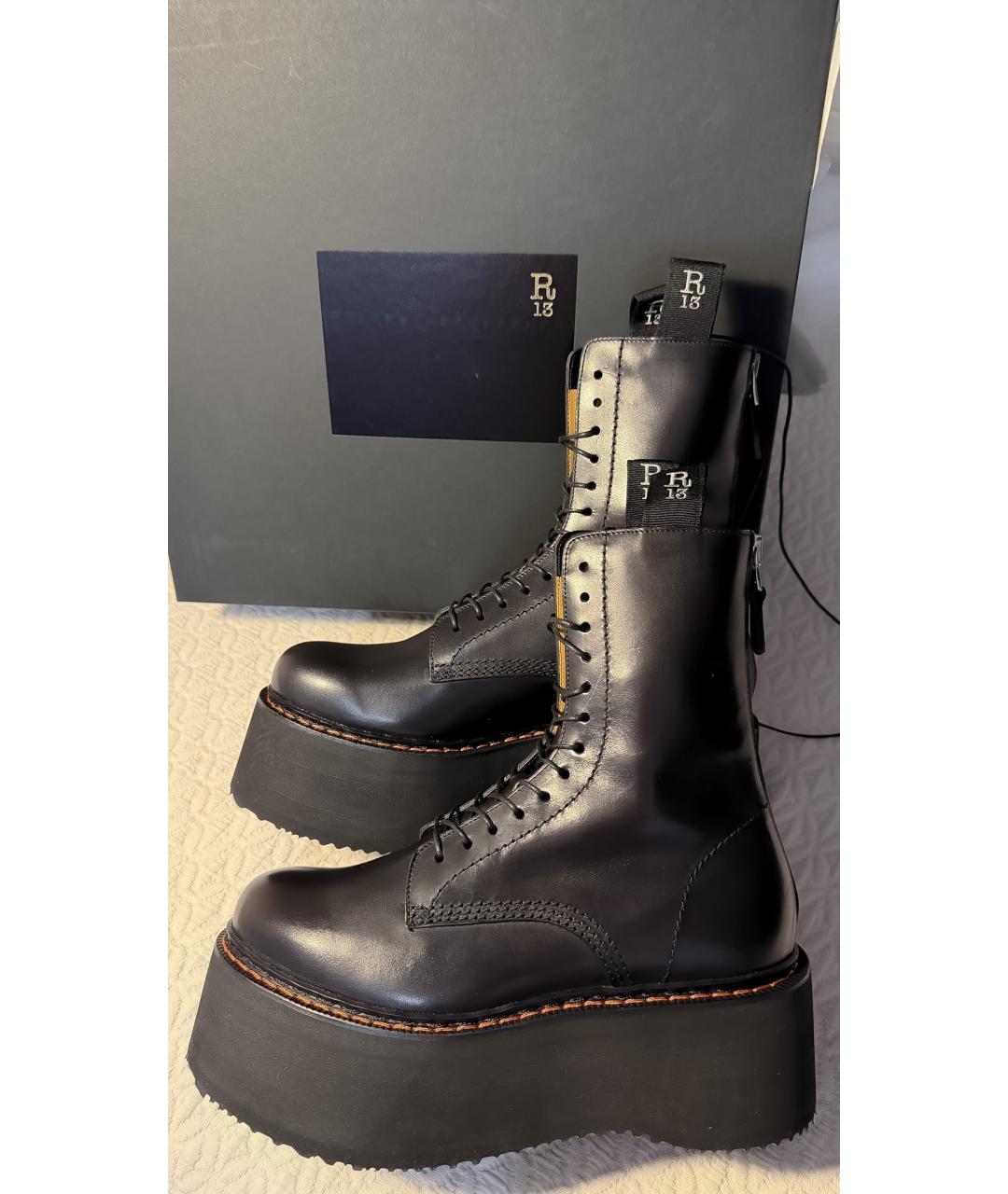 R13 Черные кожаные ботинки, фото 4