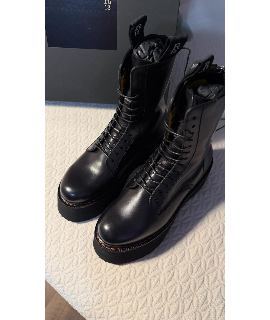 R13 Черные кожаные ботинки, фото 3