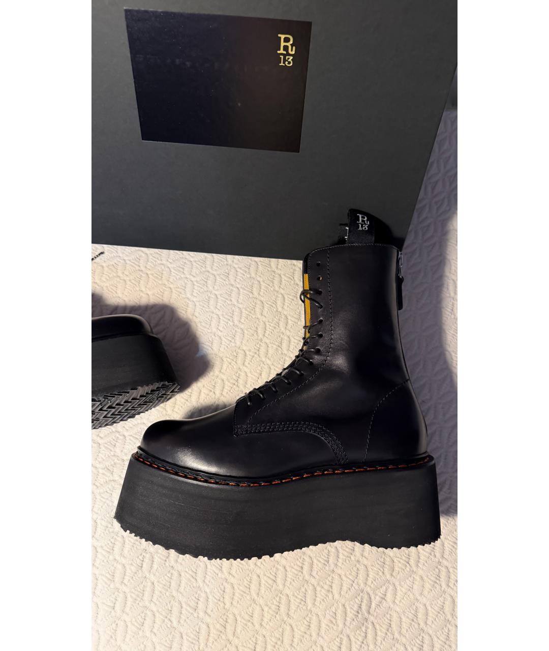 R13 Черные кожаные ботинки, фото 5