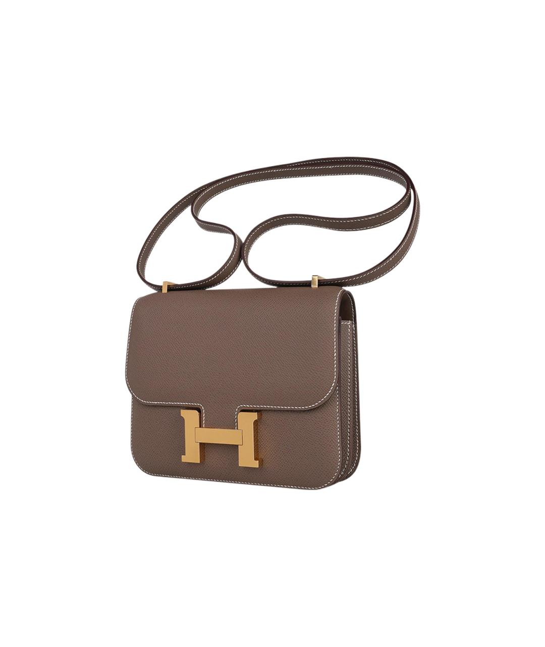 HERMES Серая кожаная сумка через плечо, фото 3