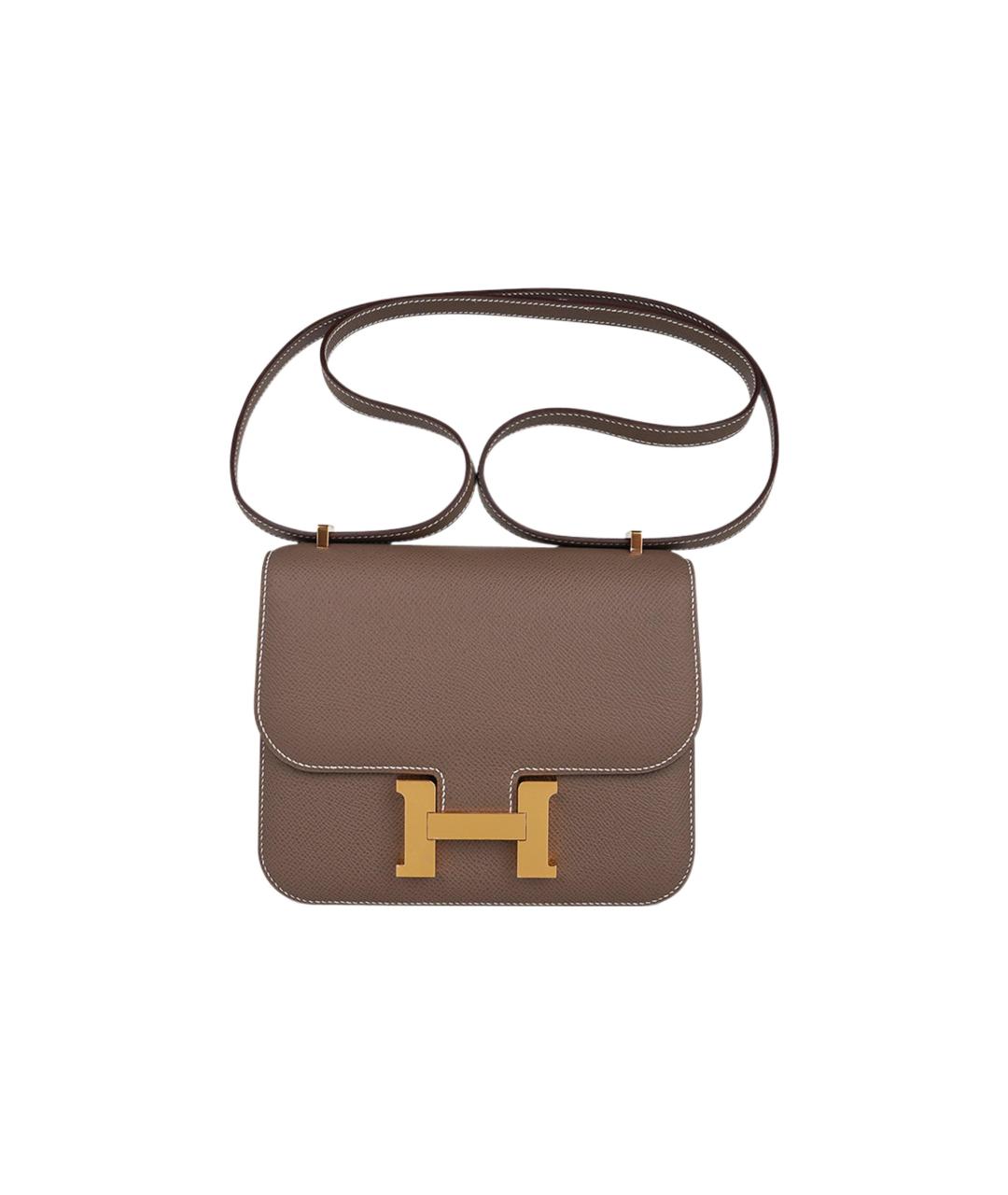 HERMES Коричневая кожаная сумка через плечо, фото 6