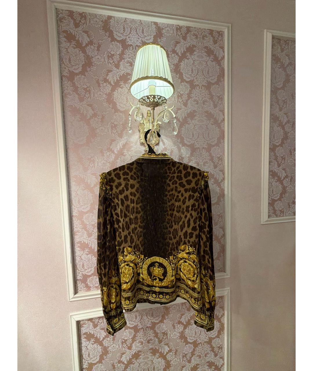 VERSACE Желтая шелковая блузы, фото 5